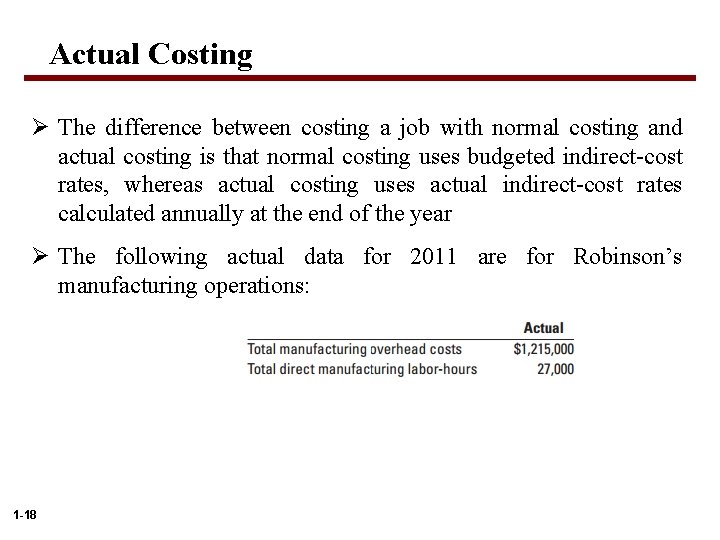 Actual Costing Ø The difference between costing a job with normal costing and actual