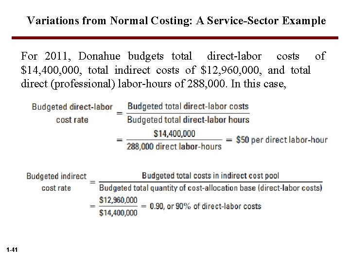 Variations from Normal Costing: A Service-Sector Example For 2011, Donahue budgets total direct-labor costs