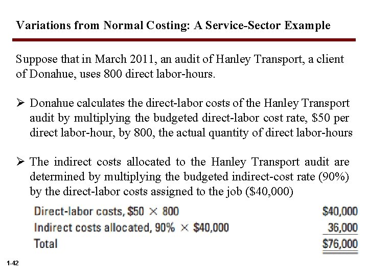 Variations from Normal Costing: A Service-Sector Example Suppose that in March 2011, an audit