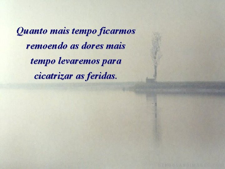 Quanto mais tempo ficarmos remoendo as dores mais tempo levaremos para cicatrizar as feridas.