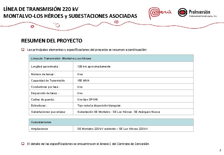 LÍNEA DE TRANSMISIÓN 220 k. V MONTALVO-LOS HÉROES y SUBESTACIONES ASOCIADAS RESUMEN DEL PROYECTO