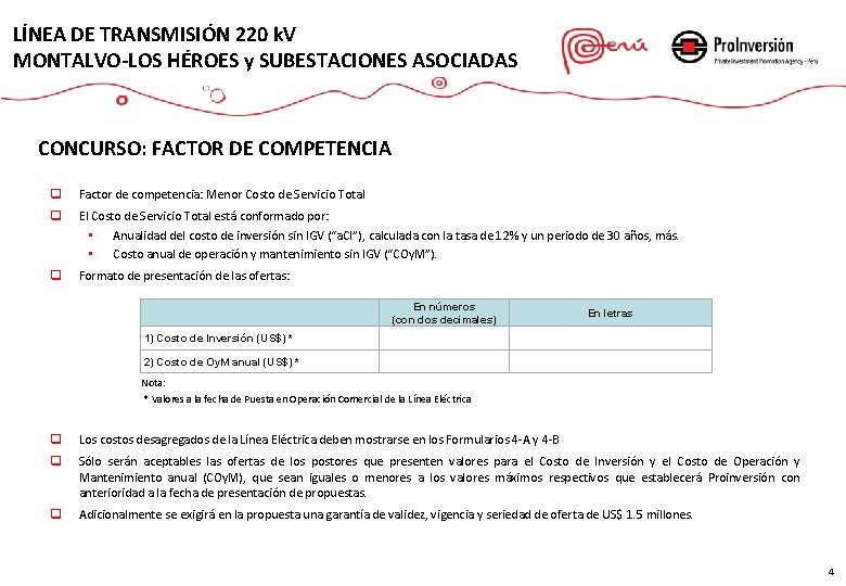 LÍNEA DE TRANSMISIÓN 220 k. V MONTALVO-LOS HÉROES y SUBESTACIONES ASOCIADAS CONCURSO: FACTOR DE