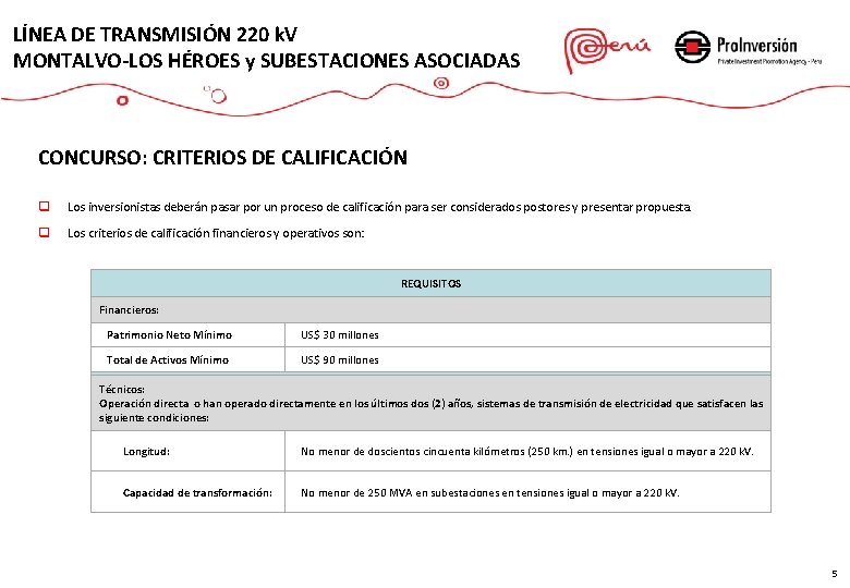 LÍNEA DE TRANSMISIÓN 220 k. V MONTALVO-LOS HÉROES y SUBESTACIONES ASOCIADAS CONCURSO: CRITERIOS DE