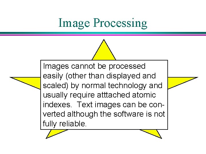 Image Processing Images cannot be processed easily (other than displayed and scaled) by normal Image Processing Images cannot be processed easily (other than displayed and scaled) by normal