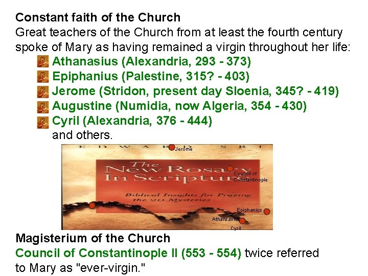 Constant faith of the Church Great teachers of the Church from at least the