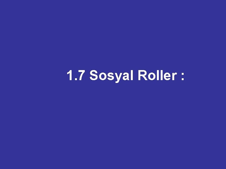1. 7 Sosyal Roller : 