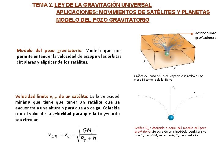 TEMA 2. LEY DE LA GRAVITACIÓN UNIVERSAL APLICACIONES: MOVIMIENTOS DE SATÉLITES Y PLANETAS MODELO