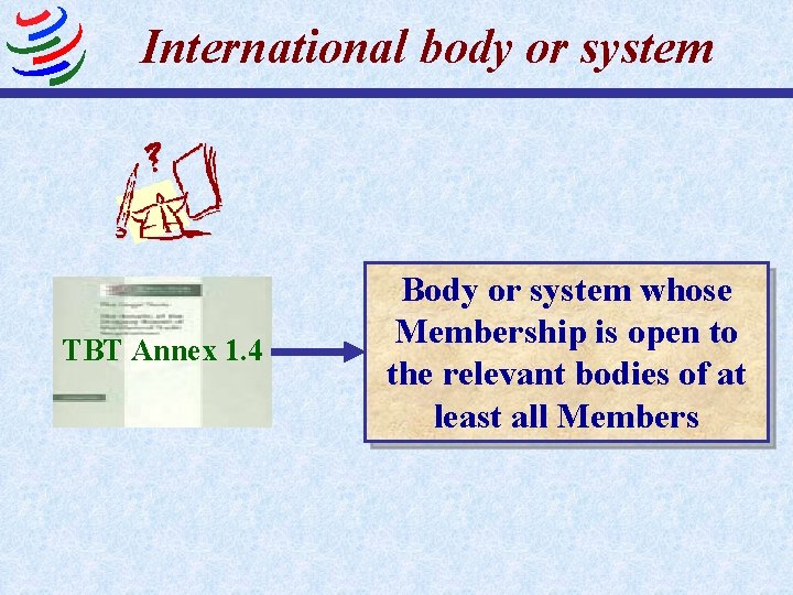 International body or system TBT Annex 1. 4 Body or system whose Membership is