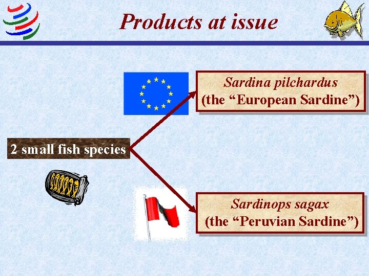 Products at issue Sardina pilchardus (the “European Sardine”) 2 small fish species Sardinops sagax