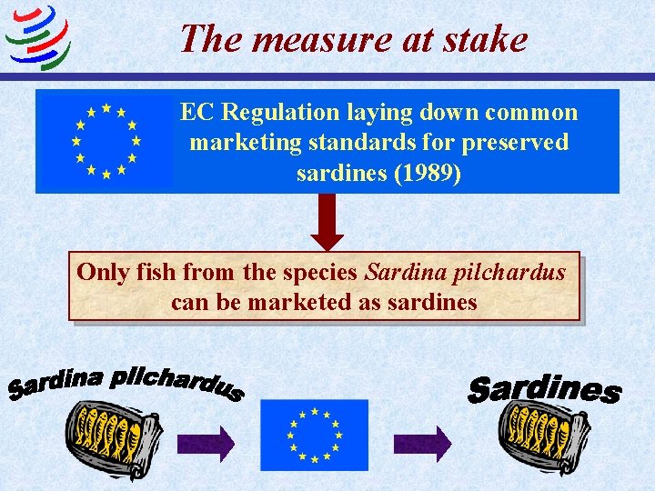 The measure at stake EC Regulation laying down common marketing standards for preserved sardines