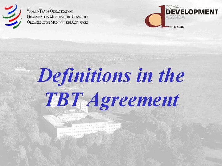 Definitions in the TBT Agreement 