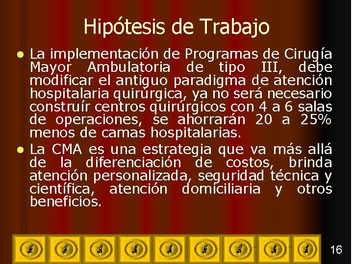 Hipótesis de Trabajo La implementación de Programas de Cirugía Mayor Ambulatoria de tipo III,