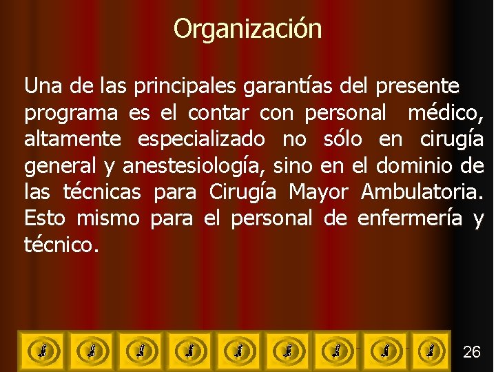 Organización Una de las principales garantías del presente programa es el contar con personal