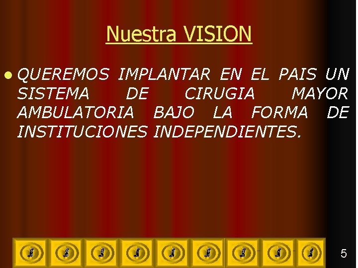 Nuestra VISION l QUEREMOS IMPLANTAR EN EL PAIS UN SISTEMA DE CIRUGIA MAYOR AMBULATORIA