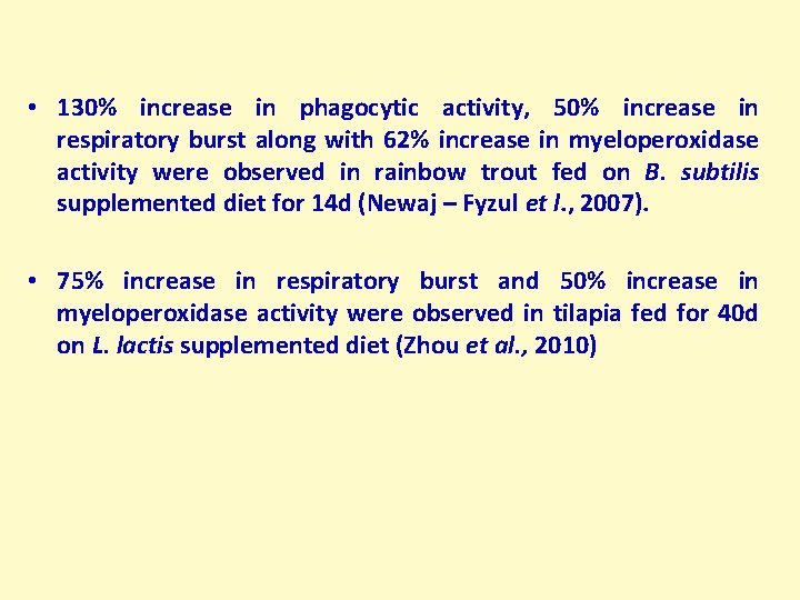  • 130% increase in phagocytic activity, 50% increase in respiratory burst along with