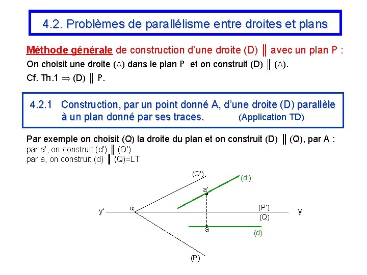 4. 2. Problèmes de parallélisme entre droites et plans Méthode générale de construction d’une