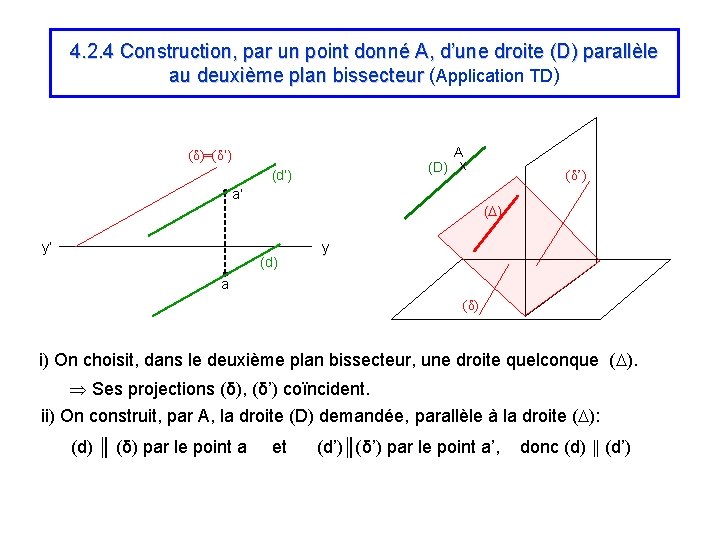 4. 2. 4 Construction, par un point donné A, d’une droite (D) parallèle au