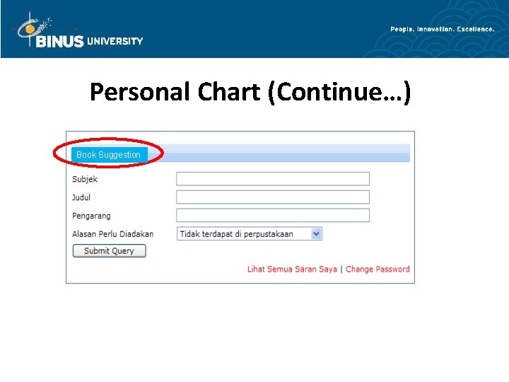 Personal Chart (Continue…) Book Suggestion 