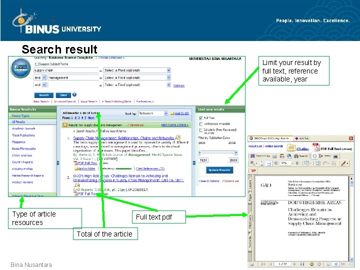 Search result Limit your result by full text, reference available, year Type of article