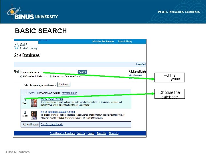 BASIC SEARCH Put the keyword Choose the database Bina Nusantara 