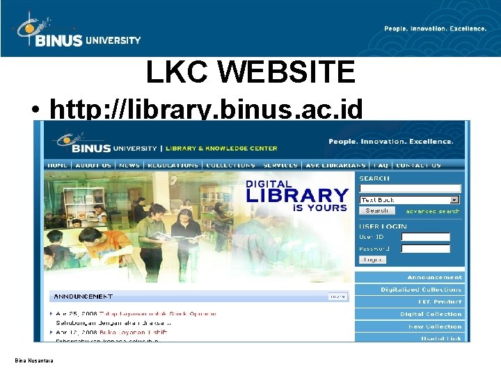 LKC WEBSITE • http: //library. binus. ac. id Bina Nusantara 