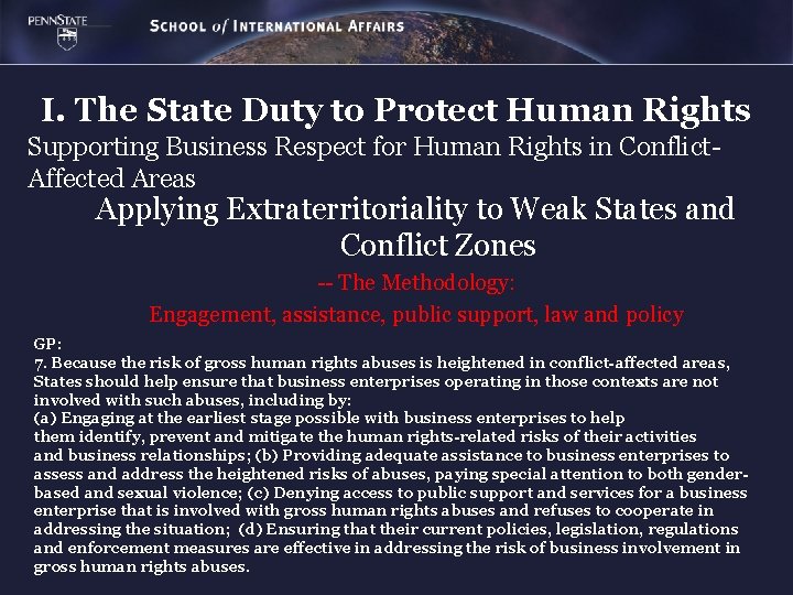 I. The State Duty to Protect Human Rights Supporting Business Respect for Human Rights