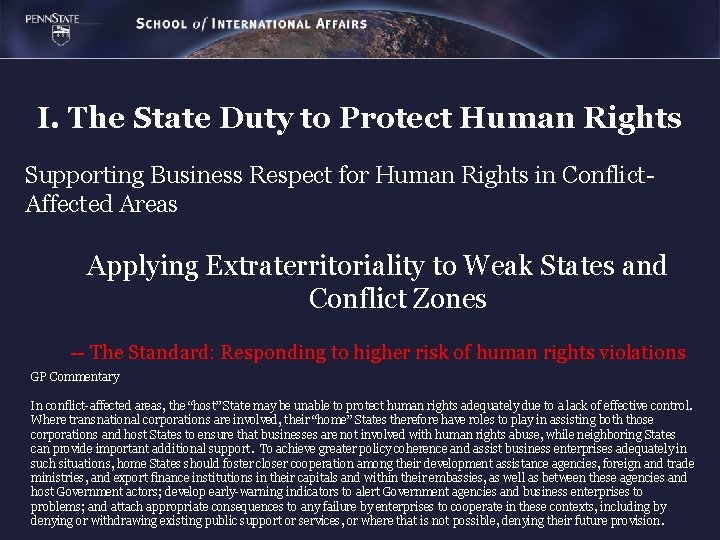 I. The State Duty to Protect Human Rights Supporting Business Respect for Human Rights