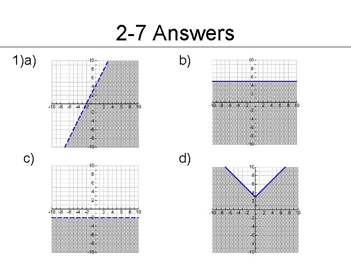 2 -7 Answers 1)a) b) c) d) 