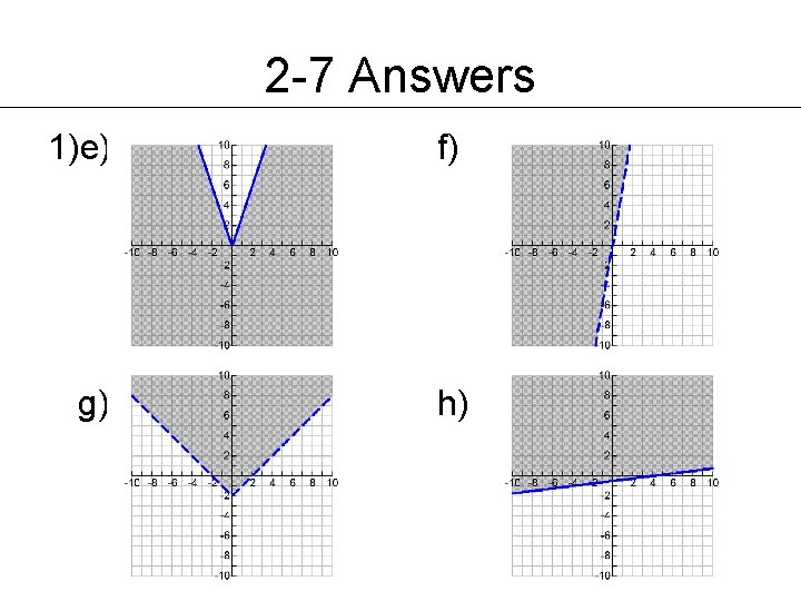 2 -7 Answers 1)e) f) g) h) 