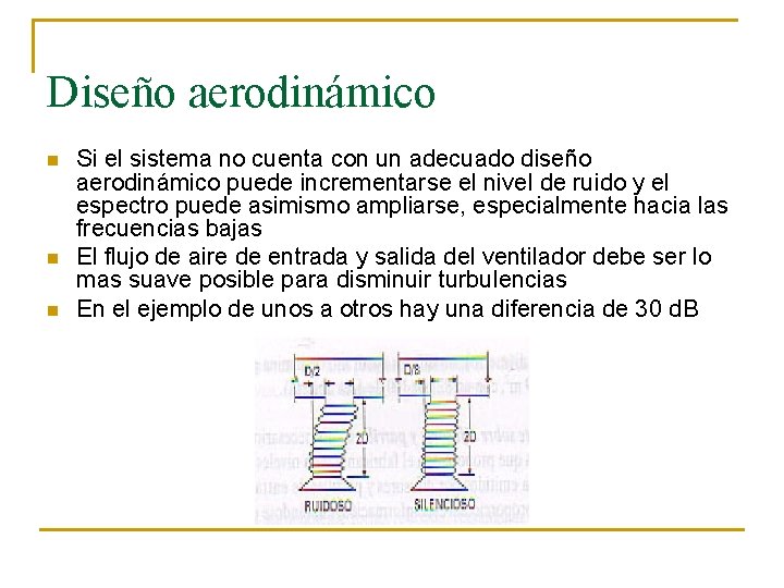 Diseño aerodinámico n n n Si el sistema no cuenta con un adecuado diseño