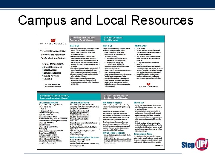 Campus and Local Resources 
