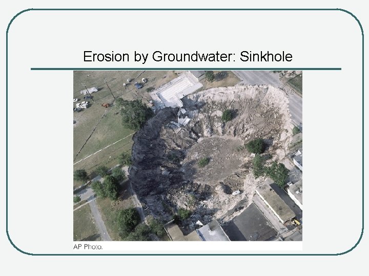 Erosion by Groundwater: Sinkhole 