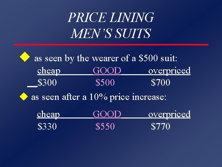 PRICE LINING MEN’S SUITS u as seen by the wearer of a $500 suit: