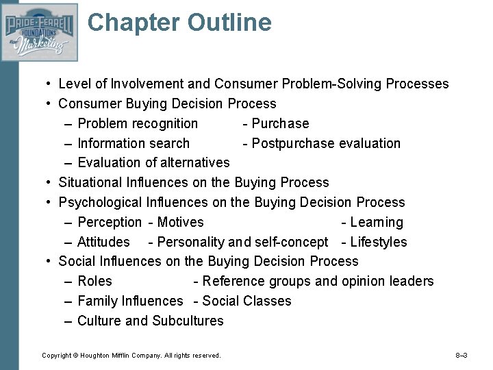 Chapter Outline • Level of Involvement and Consumer Problem-Solving Processes • Consumer Buying Decision
