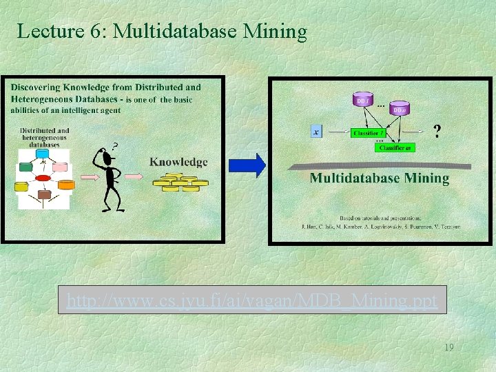 Lecture 6: Multidatabase Mining http: //www. cs. jyu. fi/ai/vagan/MDB_Mining. ppt 19 