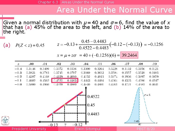 Chapter 6. 3 Areas Under the Normal Curve Area Under the Normal Curve Given
