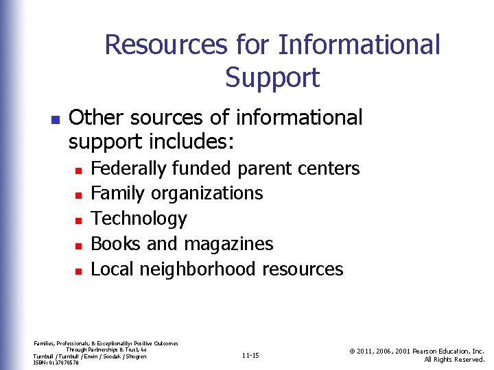 Resources for Informational Support n Other sources of informational support includes: n n n