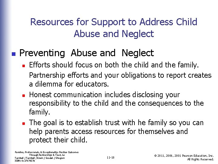 Resources for Support to Address Child Abuse and Neglect n Preventing Abuse and Neglect