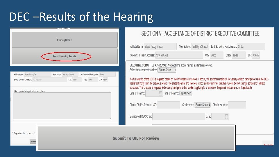 DEC –Results of the Hearing 