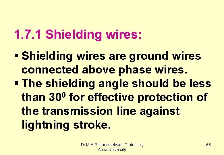 1. 7. 1 Shielding wires: § Shielding wires are ground wires connected above phase