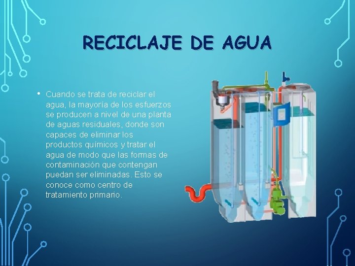 RECICLAJE DE AGUA • Cuando se trata de reciclar el agua, la mayoría de
