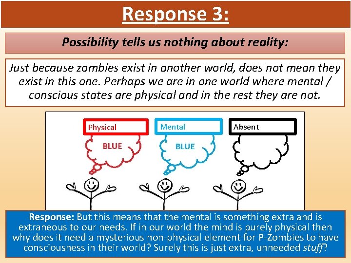 Response 3: Possibility tells us nothing about reality: Just because zombies exist in another
