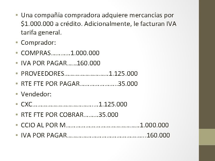  • Una compañía compradora adquiere mercancías por $1. 000 a crédito. Adicionalmente, le