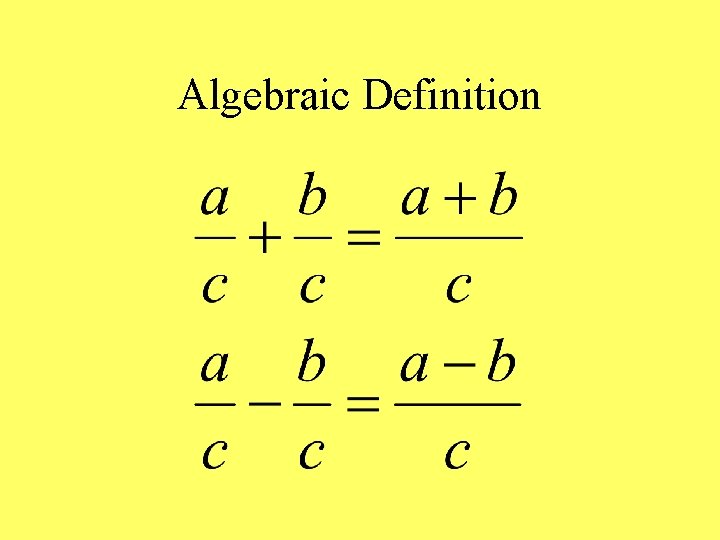 Algebraic Definition 