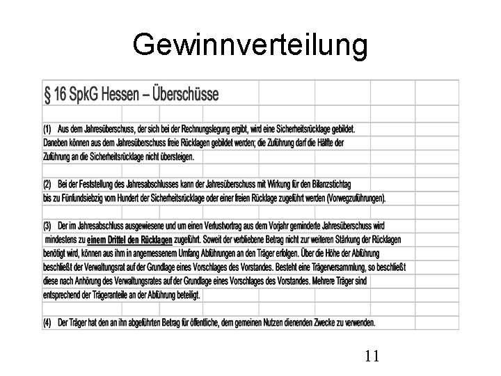 Gewinnverteilung 11 