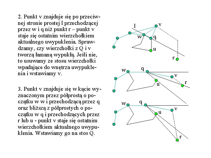 2. Punkt v znajduje się po przeciwnej stronie prostej l przechodzącej przez w i