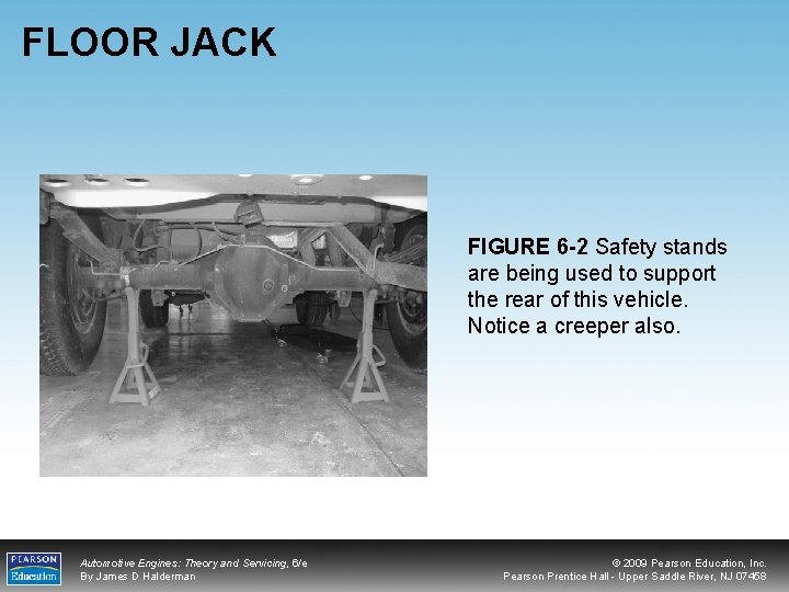 FLOOR JACK FIGURE 6 -2 Safety stands are being used to support the rear