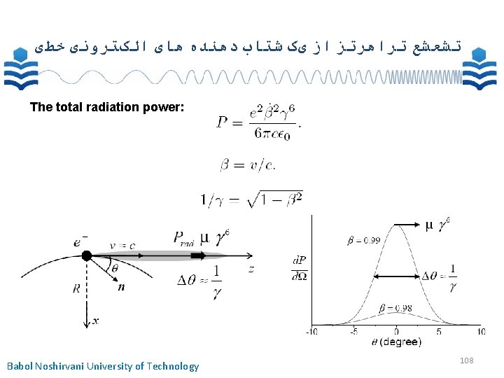  ﺗﺸﻌﺸﻊ ﺗﺮﺍﻫﺮﺗﺰ ﺍﺯ یک ﺷﺘﺎﺏ ﺩﻫﻨﺪﻩ ﻫﺎی ﺍﻟکﺘﺮﻭﻧی ﺧﻄی The total radiation power: