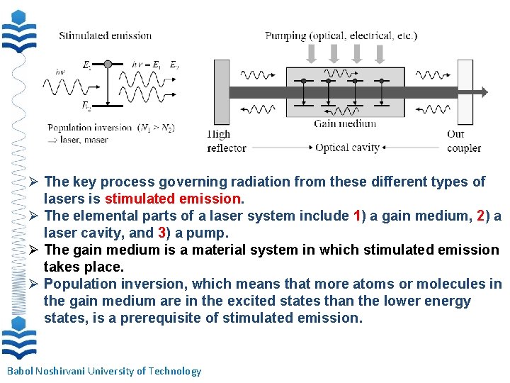  The key process governing radiation from these different types of lasers is stimulated