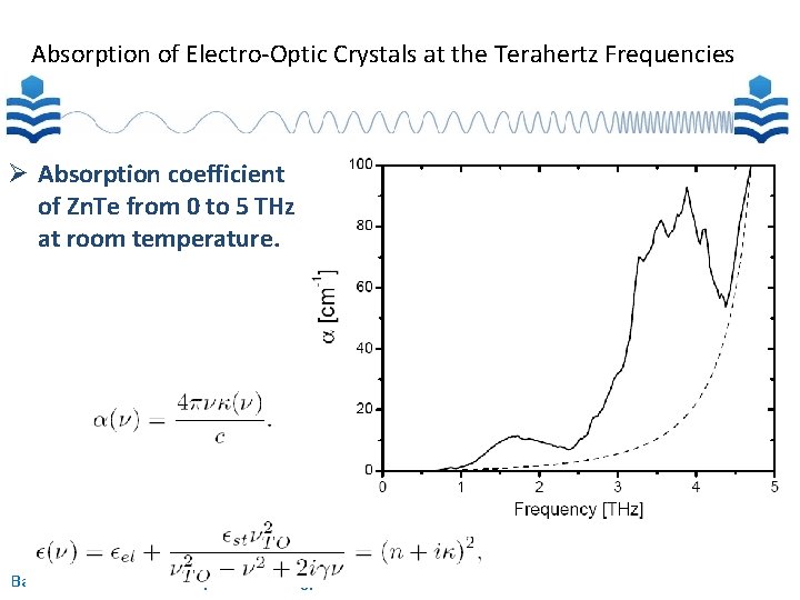 Absorption of Electro-Optic Crystals at the Terahertz Frequencies Absorption coefficient of Zn. Te from